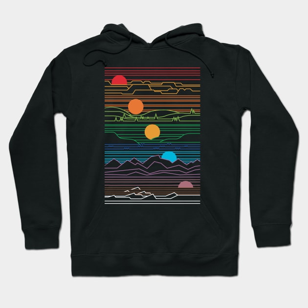 Sun and Moon Mountains Hoodie by LR_Collections